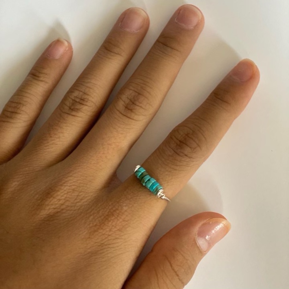 Turquoise sterling silver ring in size 7. Handmade. Ladies